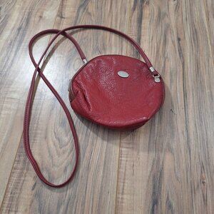 Gio red genuine leather round purse made in Itlay